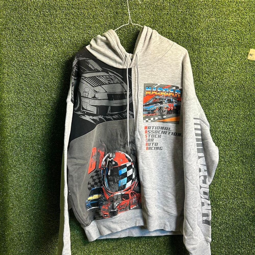 Nascar Men's Grey Hoodie